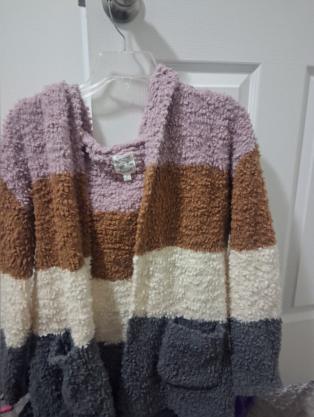 Hippie Rose Popcorn Hooded Open-Front Cardigan